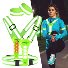 LED Reflective Vest Running Gear, 360 High Visibility Running Vest with Adjustable Waist/Shoulder, USB-C Rechargeable Running Lights for Runners