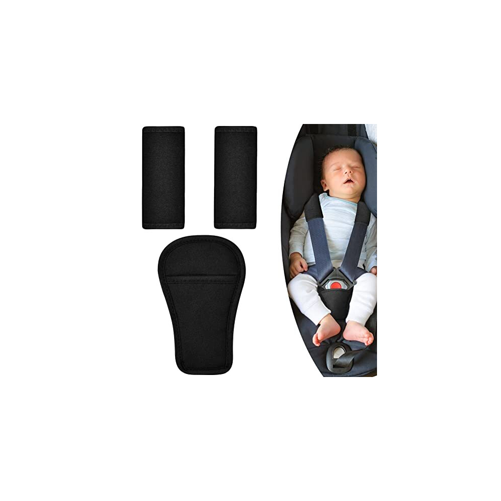 Aomig 3Pcs Baby Pads Shoulder Strap And Crotch Cover Set, Soft Car Seat Belt Cover Pad For All Car Seats, Car Seatbelt Cushion, Car Harness Pad, Universal