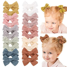 20pcs Baby Girl Hair Bows Clips Fully Lined 3.5" Barrettes Hair Accessories for Little Girls Toddler Kids Teens