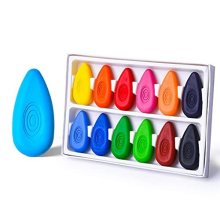 12 Colors Crayons for Kids, My First Jumbo Crayons for Toddlers with Easy-Grip, Non-Toxic Washable Water-Drop Shape Crayons for Kids, Safe Coloring