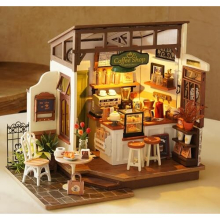 Doll House Kit Coffeehouse | DIY Wooden Miniature Room Model Building | Craft Kits Gifts for Adults and Teens for Christmas