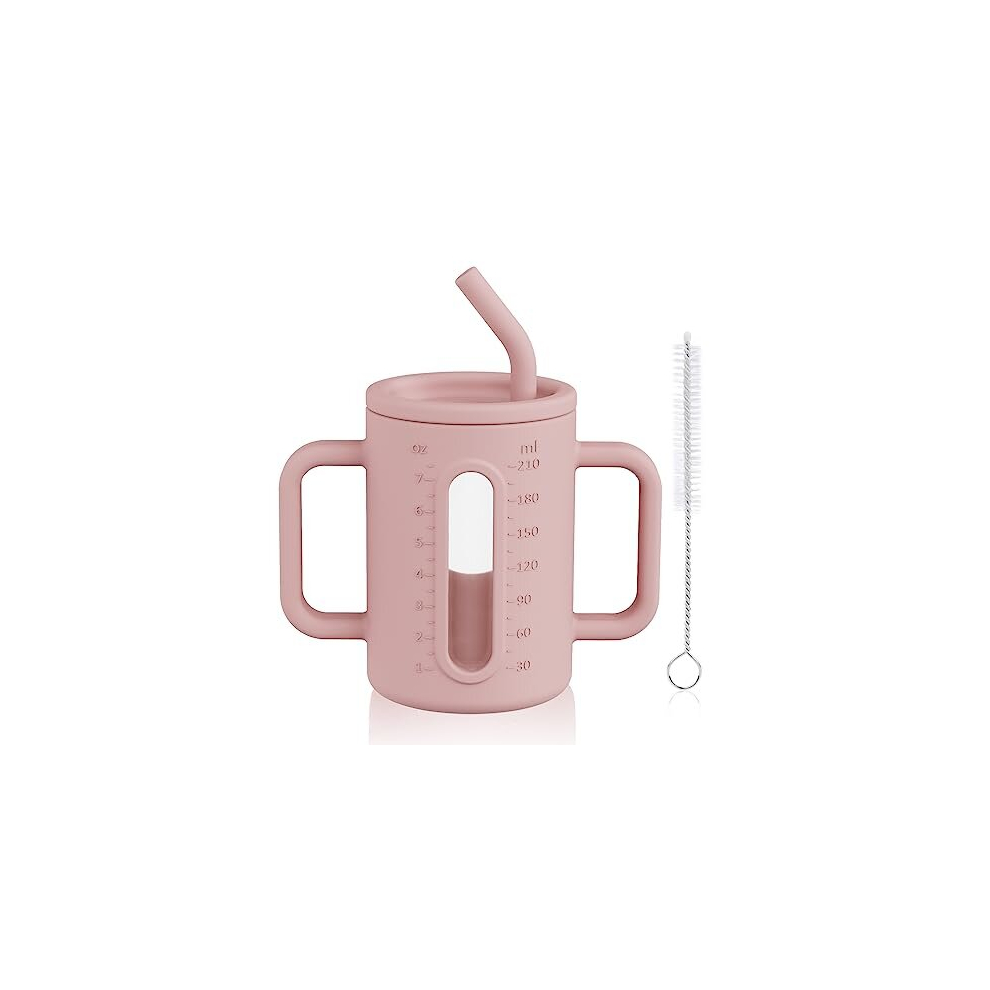 Hotut Toddler Sippy Cup, Glass Mason Jars 8 Oz With Silicone Sleeves & Silicone Straws With Stoppers, Toddler Glass Cups, Sippy Cup Ideal For Picnics,