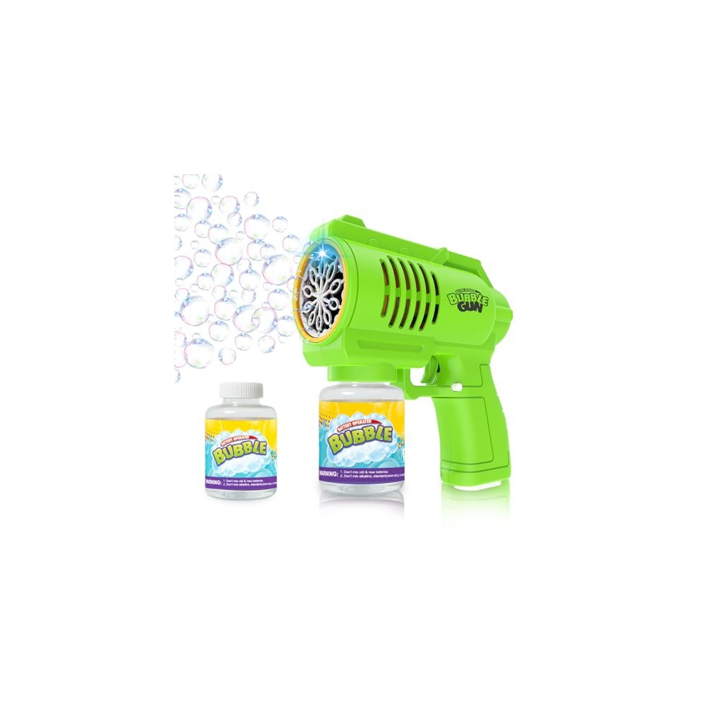 Bubble Machine Gun for Kids, Bubble Blower with Lights/130ML Bubble Solution/No Spill/Silent,10 Holes 10000+ Bubbles/min Bubble Machine Toys for