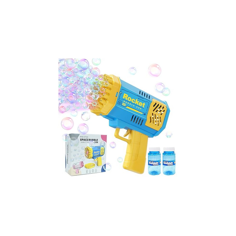 Bubble Machine for Kids, 40 Holes Bazooka Bubble Gun Machine 4 Lighting with 2 Bubble Solution, 5000+ Bubbles Per Min Bubble Maker Outdoor Toys for