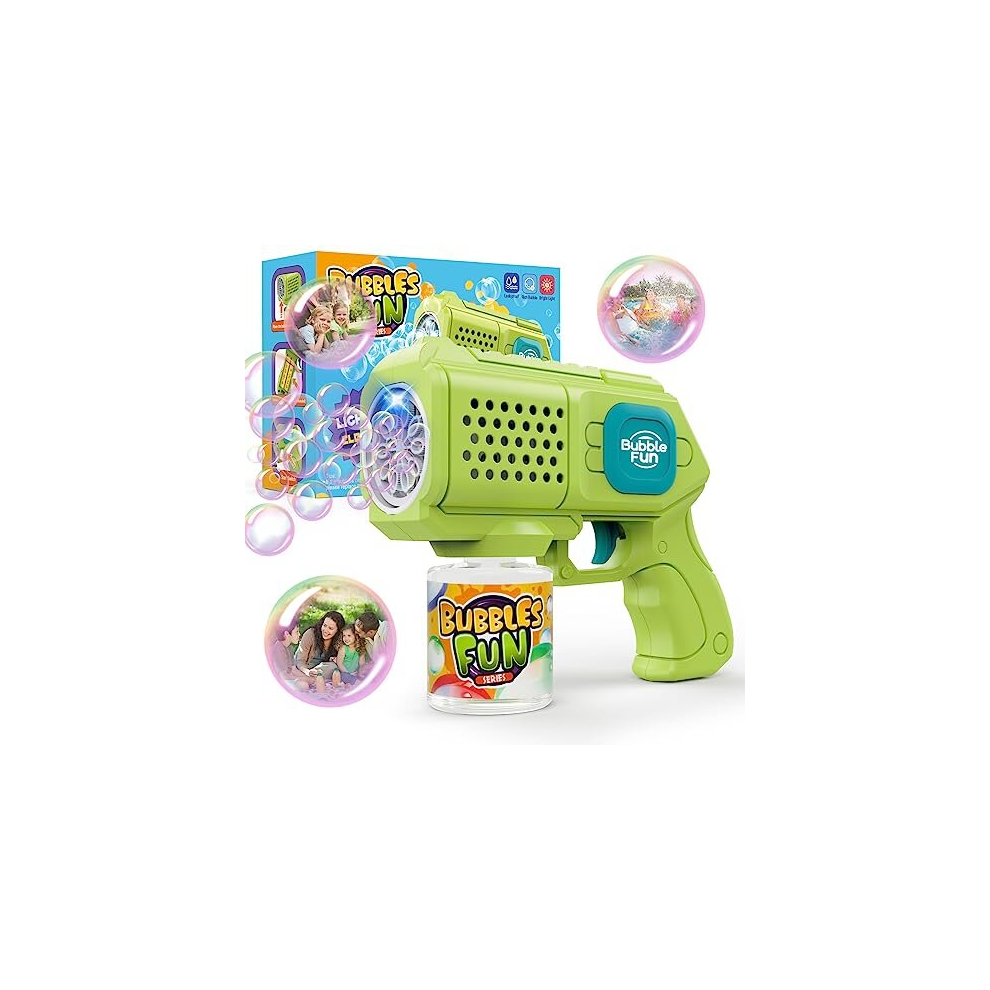 Bubble Gun Machine, Portable Bubble Gun for Kids 10000+Bubbles Per Minute, Summer Outdoor Bubble Maker Bubble Machine with Color Light/90ml Bubble