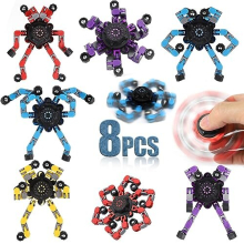 Transformer Chain Robot Fidget Spinner Toy 8 Pack for Kids Adults, DIY Deformation Mechanical Spinners Twister Fingertip Gyro for Stress Relief,