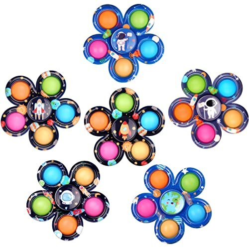 6 Pack Space Fidget Pop Spinners for Kids, Stress Relief Hand Spinner ...