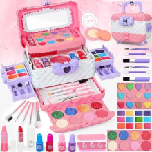 FHNSEL 54-Piece Kids Makeup Set A113 for Girls - Safe Washable Princess Pretend Play Starter Kit Ages 4-12