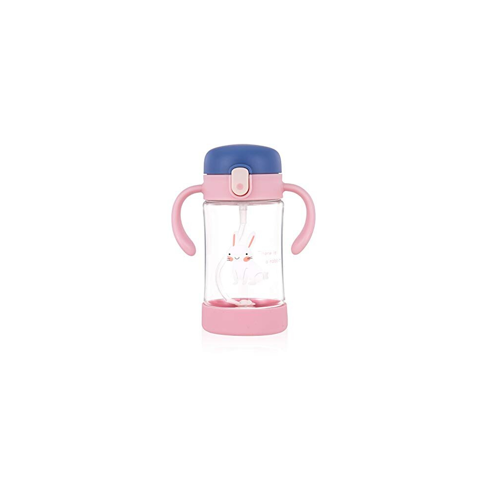 Active Plus Kiddy Cup With 360 Degree Weighted Flexi Straw, Spill Proof, Tritan - Bpa Free, Soft Spout, One Button Open Sippy Cup 300Ml - Elsie Pink Üneeqbaby