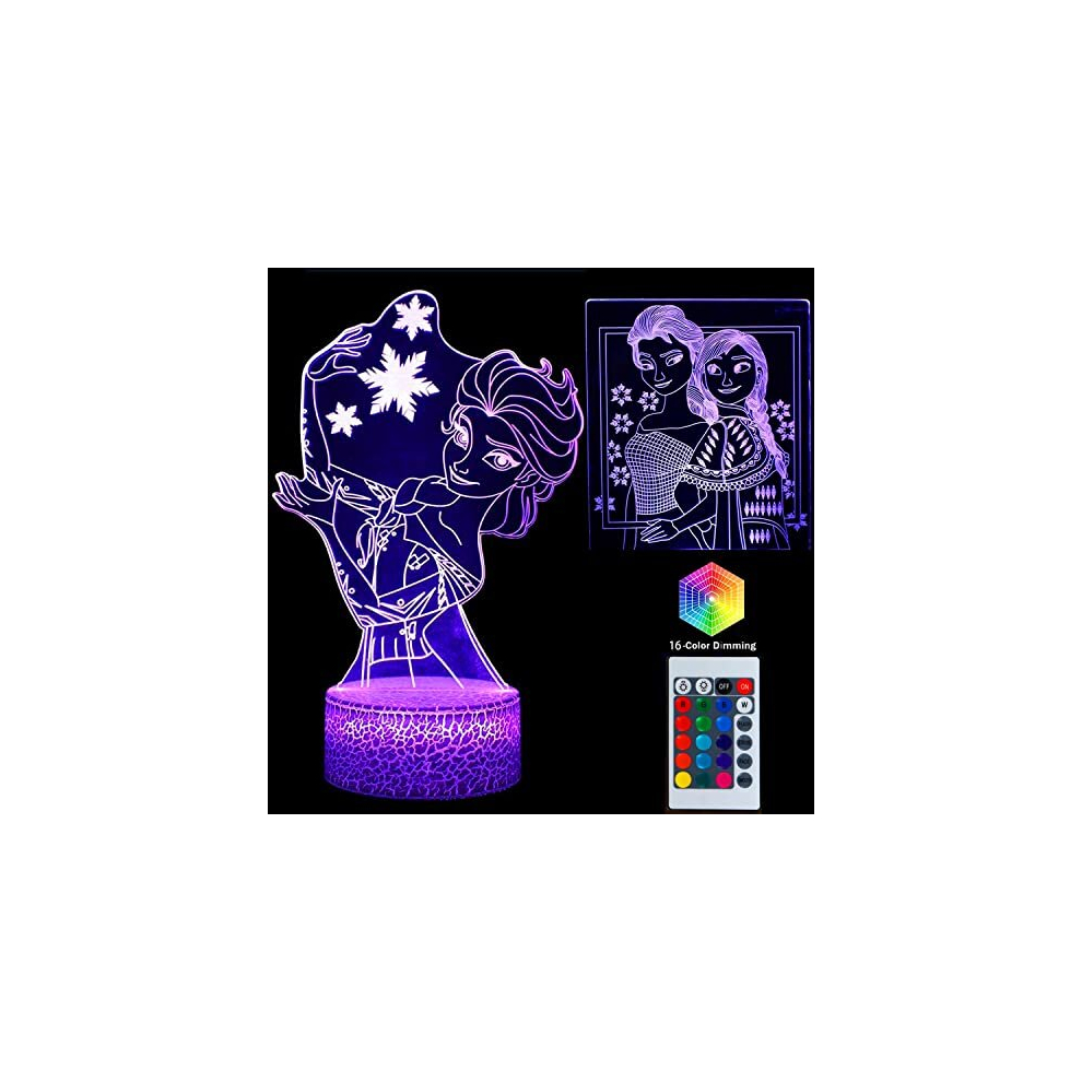 Frozen Night Light 3D LED Light Princess Toy Frozen Illusion Lamp Decor Lamp with Remote Control Unicorn Gift for Girls Birthday Gift (Th3)