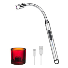 Candle Lighter, USB Rechargeable Electric Lighter, Windproof Flameless Arc Lighter with Flexible Neck and Hook, Long Lighter for Kitchen Gas Stove