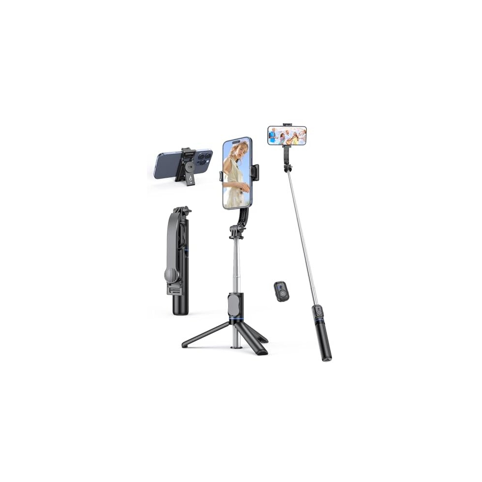 Selfie Stick Tripod with Detachable Phone Holder, 41.7" Extendable Phone Tripod with Remote, 360 Rotatable Tripod Stand For iPhone, Samsung, and