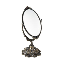 Small Vintage Tabletop Mirror Oval Double Side Rotating Retro Dressing Makeup Mirror Standing Vanity Mirror