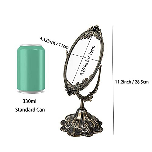 Small Vintage Tabletop Mirror Oval Double Side Rotating Retro Dressing Makeup Mirror Standing Vanity Mirror 1