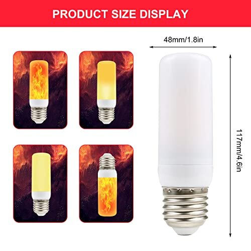 Flame Bulb | Flame Effect Light Bulbs | Flickering Light Bulb, 4 Lighting Modes LED E27 Flame Effect Light Bulbs Decorative for Christmas Halloween (2 2