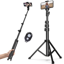 Professional 2 in 1 Selfie Stick Tripod, Extends to 51.6 inch Stable Travel Video Stand with Bluetooth Remote, Compatible with iPhone 11 Pro Max/11
