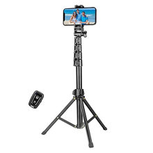 1.7 Meter/67 inch Phone Tripod Stand & Bluetooth Selfie Stick Tripod, Cellphone Tripod with Bluetooth Remote, Compatible with iPhone 14/13/12/12