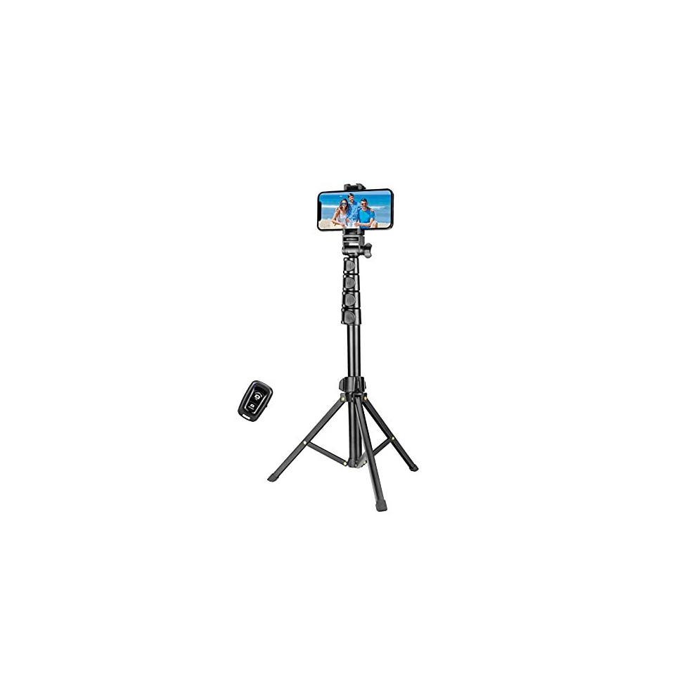 1.7 Meter/67 inch Phone Tripod Stand & Bluetooth Selfie Stick Tripod, Cellphone Tripod with Bluetooth Remote, Compatible with iPhone 14/13/12/12