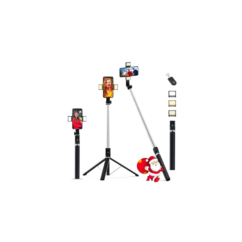 Selfie Stick Phone Tripodâ - 165Cm Extendableâ Tall Tripod Standâ With Wireless Remote Led Fill Lights Smartphoneâ Tripod Holderâ For Gopro Iphone 5014286030540