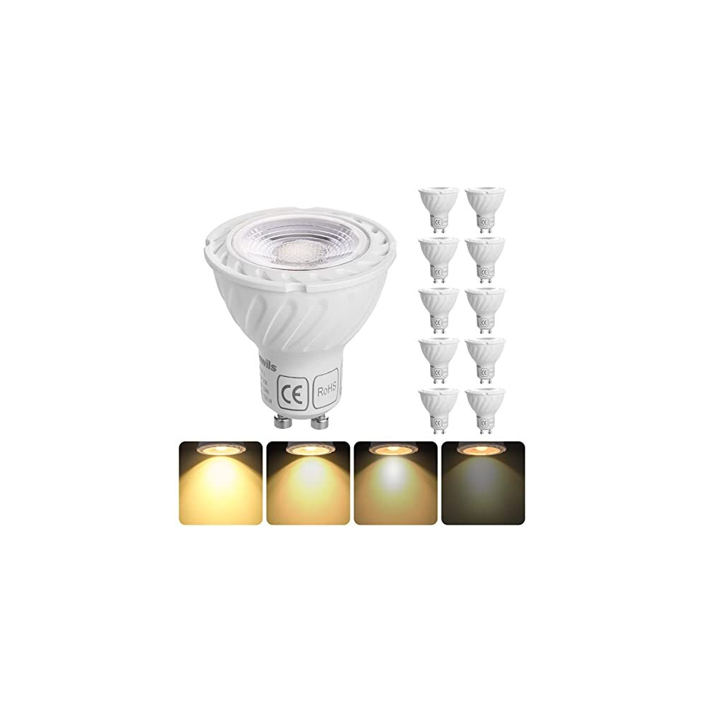 10 Pack GU10 LED Bulbs Dimmable, Warm White 2700K, 5W(50W Halogen Spotlight Replacement), LED Spot Lights for Ceiling, 38Beam Angle, 350LM Energy