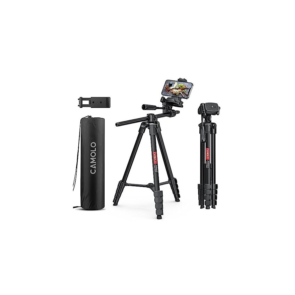 Phone Tripod，69.7” Camera Tripod with Extension Arm for Travel Aluminum Lightweight Tripod with Travel Bag Horizontal Arm Camera DSLR Tripod Video