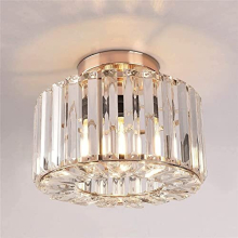 Gold Ceiling Light Fixture - Easric Industrial Crystal Semi Flush Mount Ceiling Lighting Modern LED Crystal Chandeliers Fitting for Hallway Living