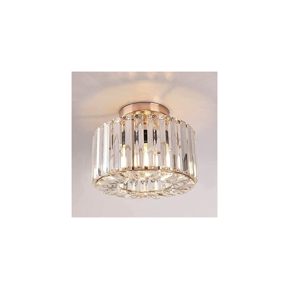 Gold Ceiling Light Fixture - Easric Industrial Crystal Semi Flush Mount Ceiling Lighting Modern LED Crystal Chandeliers Fitting for Hallway Living