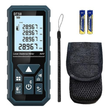 Laser Distance Meter 50m, DT50 Laser Measure 165ft with Portable Handle Digital Measure Tool Range Finder 4-Line Backlit Large LCD Display IP54