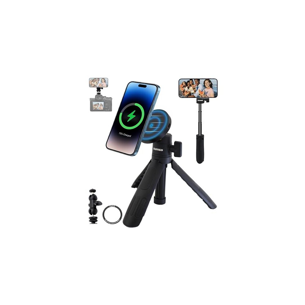 Photos - Other for Mobile HA-W08 Vlogging Kit Magnetic Selfie Stick Tripod with Wireless Charging Mount Desktop Smartphone Extension Tripod Handle Mag