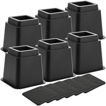 6 Pack Bed Furniture Risers, 5 Inch Heavy Duty Bed Lifers with Anti-Slip Foam Pads, Furniture Risers for Bed, Table, Couch, Chair, Support up to 3000