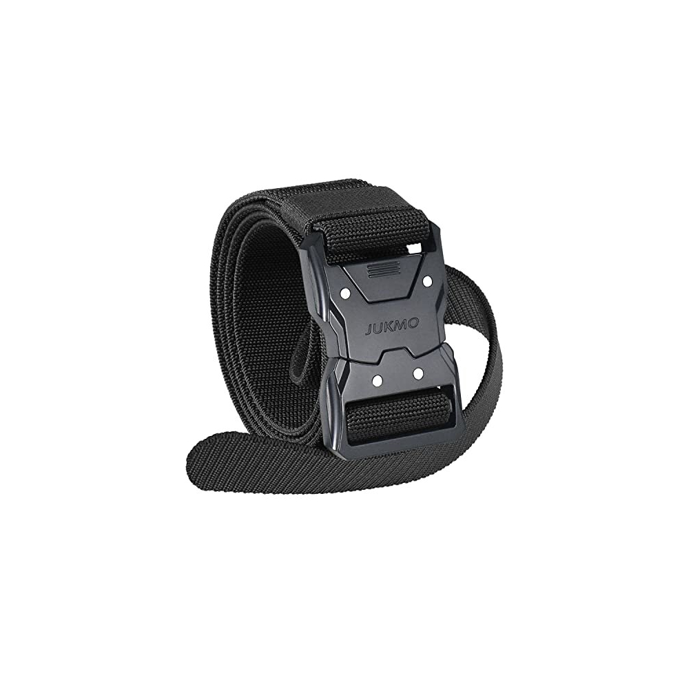 Quick Release Tactical Belt, Military Work 1.5" Nylon Web Hiking Belt with Heavy Duty Seatbelt Buckle (Medium-for Waist 36"-42" (Length 49"), Black)