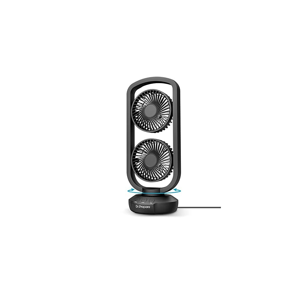 Dr. Prepare Oscillating Tower Fan, 15 Inch Portable Desk Table Fan with 270 Tilt, 105 Oscillation, 3 Speeds and 3 Auto-Off Timer, Small USB Tower