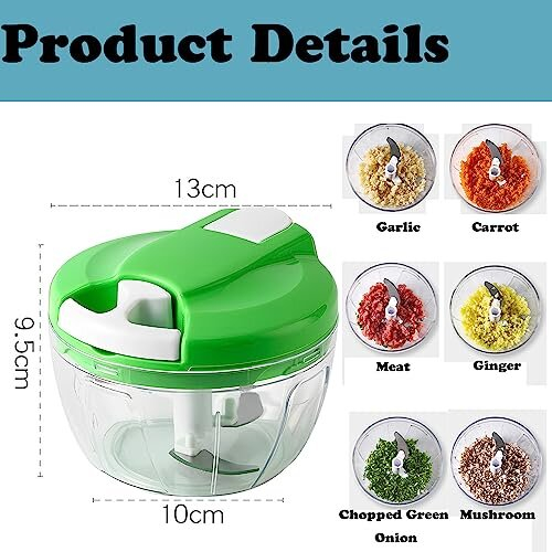 Multi-Function Manual Food Chopper,Manual Food Processor Vegetable Chopper, Portable Hand Pull String Garlic Mincer Onion Cutter for Veggies, Ginger, 1