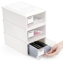 3 Pack Drawer Plastic Stackable Storage Drawer Bins, Small Drawer-type Desk Organizer Boxes, Translucent Small Plastic Chest of Drawers for Home,