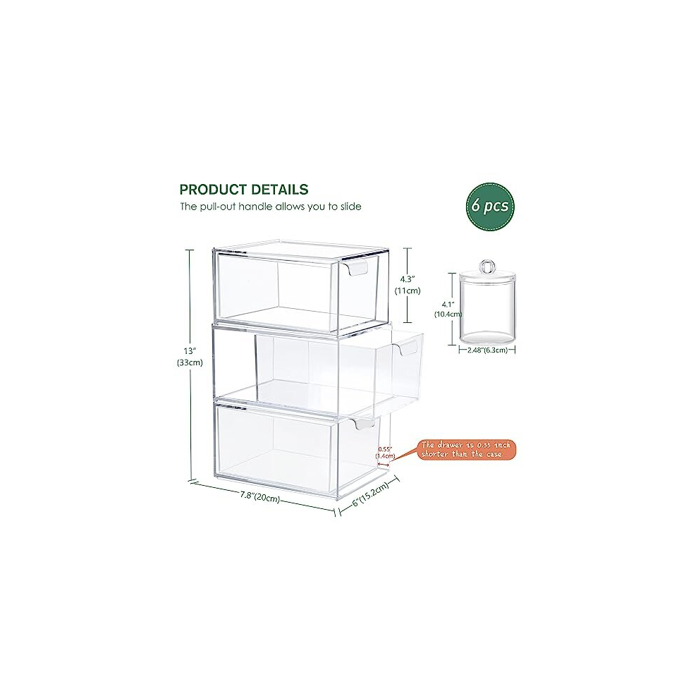 makeup-organizer-with-drawers---stackable-clear-plastic-organizer-drawers-4-5-inches-tall-organize-cosmetics-and-beauty-supplies-on-a-vanity--clear-3