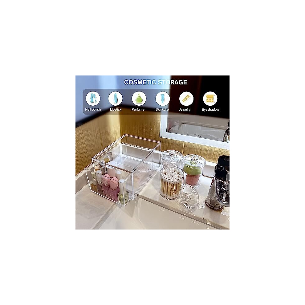 makeup-organizer-with-drawers---stackable-clear-plastic-organizer-drawers-4-5-inches-tall-organize-cosmetics-and-beauty-supplies-on-a-vanity--clear-3