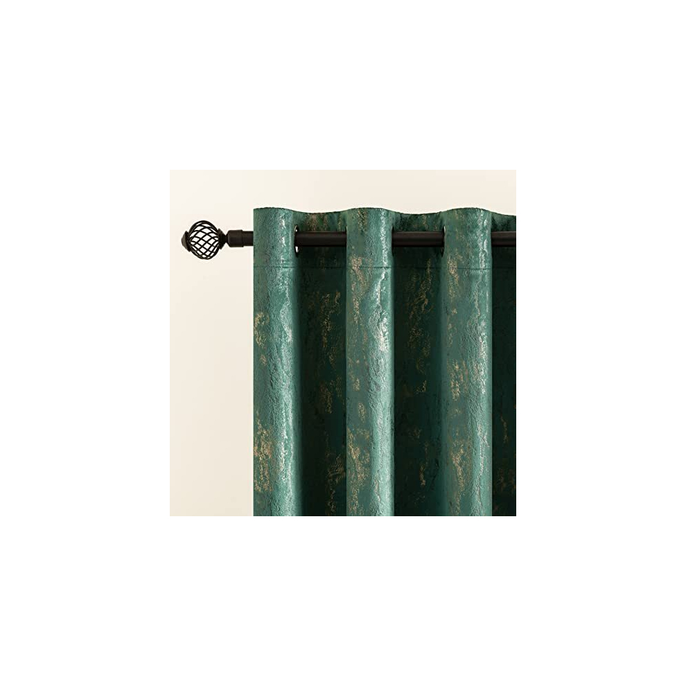 Miulee Dark Green Velvet Curtains Decoration Bronzing Room Darkening 54 Inch Drop Curtain Pair Eyelet Drapes For Living Room Kids Bedroom Nursery 46" W X 54"