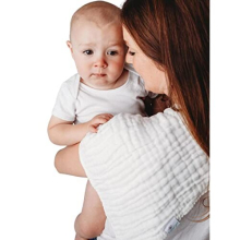 Muslin Cloths For Baby Essentials, Large Muslin Squares, Burp Cloths, Washcloths, Flannels - 100% Cotton (White, 6 pack)