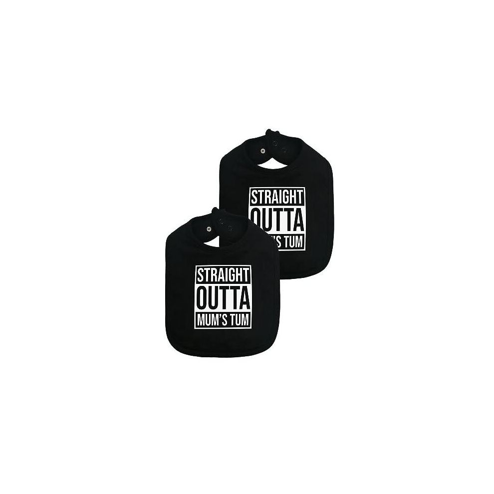 Straight Outta Mum's Tum Award Winning Hip Hop Baby Bib | Funny Toddler Bib - Unisex Neutral New Parents Or Baby Gift [0-3 Years] Uk (Single Bib) Baby Moo's