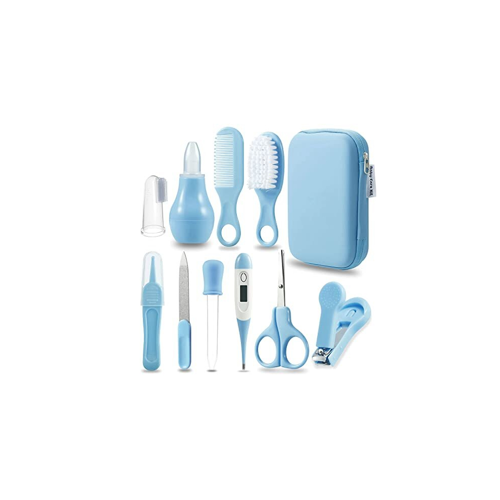 Baby Healthcare And Grooming Kit, Baby Safety Set Baby Comb, Brush, Finger Toothbrush, Nail Clippers, Scissors, Nasal Aspirator, Baby Essentials Pandaear