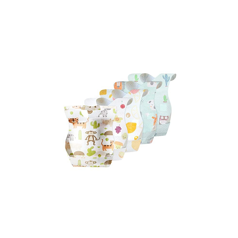 Disposable Bibs 50 Pack Baby Bib Waterproof With Food Catcher Pocket Adjustable Baby Feeding Bibs For Toddlers Boys Girls Travel Outdoor Yoassi