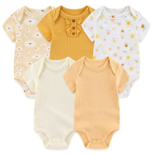 Baby Girls Short Sleeve Bodysuit Baby Grow Cotton Vest 5-pack,3-6 Months