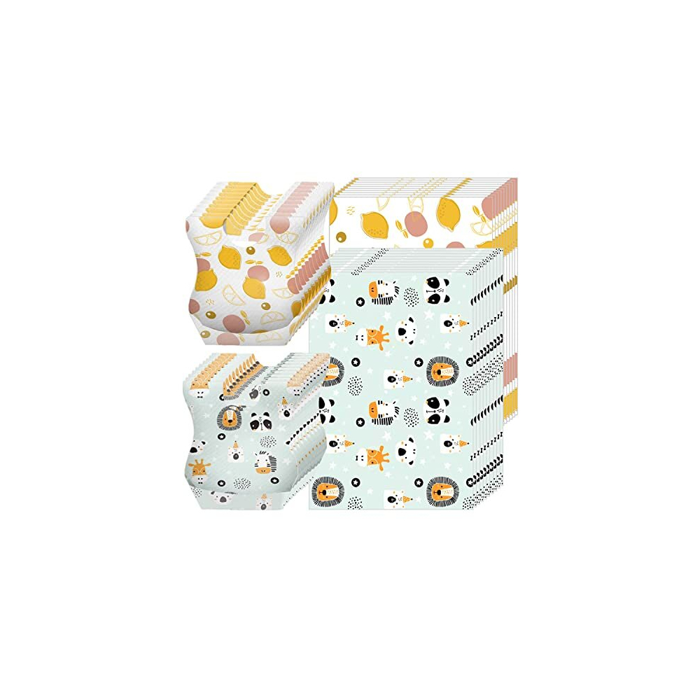 Cnymany 40 Pcs Disposable Bibs And Placemats For Baby, Leak Proof Travel Feeding Bibs And Place Mats For Infants Toddlers For Traveling And Outdoor Use