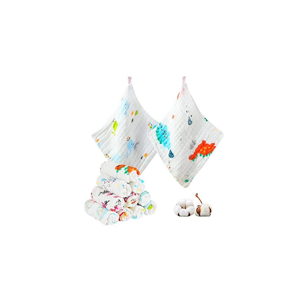 Muslin Squares Baby Washcloths Muslin Burp Cloths For Baby 6 Layers 100% Cotton Baby Soft Face Towels And Wash Cloth Muslin Washcloth Cloths Koo-Dib
