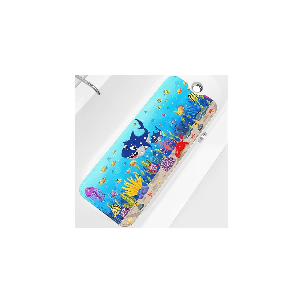 Xiyunte Baby Bath Mat Non Slip Anti Mould, Baby Bath Mats Non Slip, 100X40cm Bath Mat Non Slip Kids Shower Mat With Suction Cups & Drain Holes, Machine