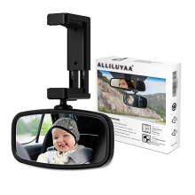 Car Mirror Baby Rear View, 360 Rotatable Rear View Mirror, Spring-Loaded Mounting, Glass Mirror, Car Seat Mirrorfor Rear Seat Safety (12.9 * 6.5cm)