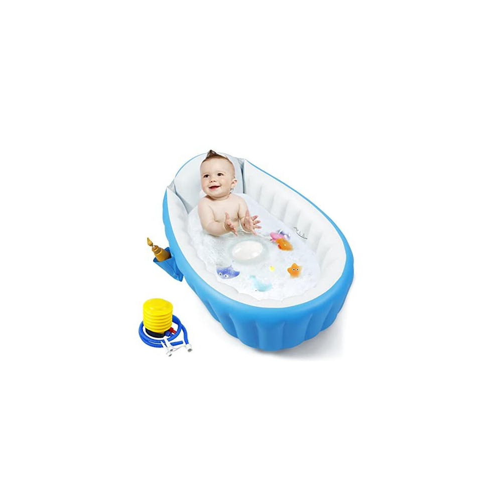 Pandaear Inflatable Baby Bath Tub, Portable Toddler Bath Tub, Infant Baby Bathtub With Air Pump, Foldable Non-Slip Travel Baby Bath Mini Air Swimming Pool For
