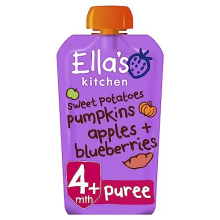 Stage 1 From 4 Months Organic Sweet Potato, Pumpkin, Apple and Blueberries 120 g (Pack of 7)