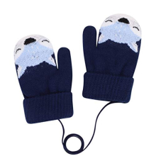 Baby Toddler Cute Fox Gloves Winter Knitted Mittens with String Warm Cashmere Full Finger Cartoon Gloves Thicken Indoor Outdoor Gloves Christmas