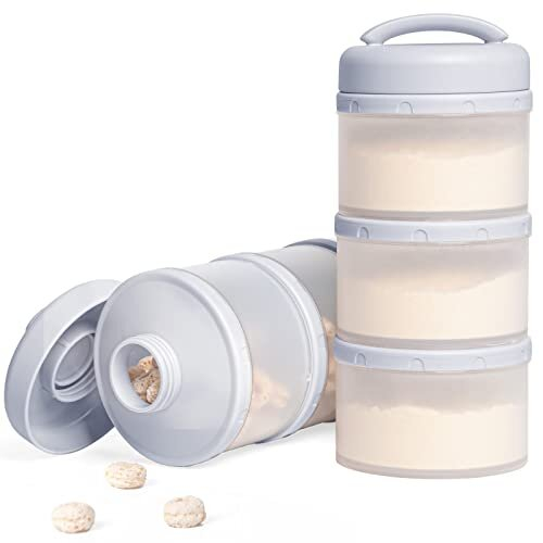 Baby Milk Powder Dispenser Pots Stackable Baby Formula Container, 2 Pack, Grey